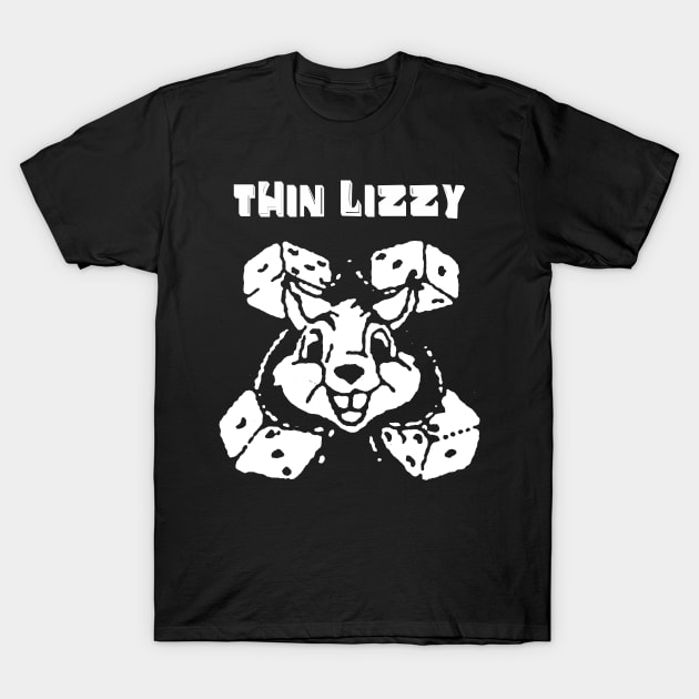 thin lizzy rabbit dice T-Shirt by doggo babushka